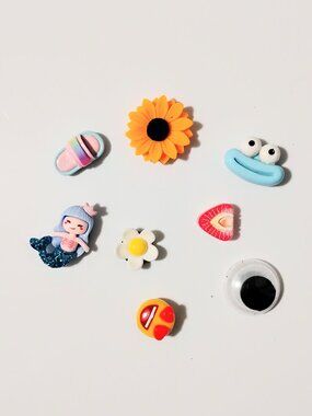 8 Mini Fridge MAGNETS Mermaid Strawberry Emoji Googly Eye Sandal Shoe Daisy...